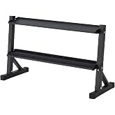 RUNFREELY 48" Kettlebell Storage Rack | 2-Tiers,1000LBS Weights Storage for Free Weights, Dumbbells, Kettlebells and Medicine Ball,Black,for Home Gym