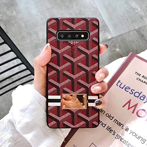 Phone Case for Galaxy S10 Plus, Fashion Luxury Classic Monogram Leather Back Protective Case for Galaxy S10 Plus
