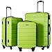 Coolife Luggage 3 Piece Set Suitcase Spinner Hardshell Lightweight (apple green)