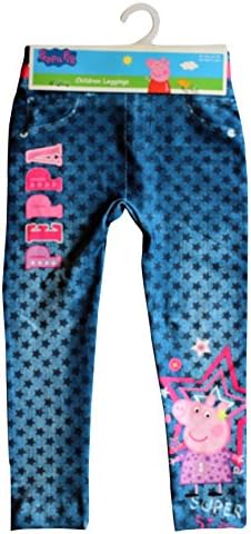Peppa Pig Official Denim Look Leggings in Blue for Toddlers and Girls (6-7 Years)