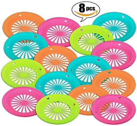 Pack of 8 Reusable Plastic Plate Holders for 9" Paper Plates, (4 Colors)