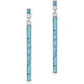Silver Turquoise Earrings for Women Turquoise Dangle Earrings Bohemian Turquoise Strip Earrings Jewelry