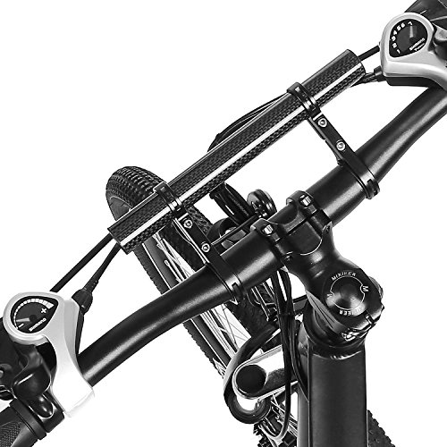 Evokem Multifunctional Bicycle Double Handlebar Extension Mount Bike Extender Bracket Holder for Lights, Speedometer, Phone Holder (Black-Carbon Fiber)