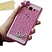 Samsung Galaxy Core Prime Case, AMASELL Bling Glittery Powder Hard Plasitc Back Skin Case Cover For Samsung SM-G3606,Samsung SM-G3609, Samsung Galaxy Prevail LTE, Pink Bowknot With Bling