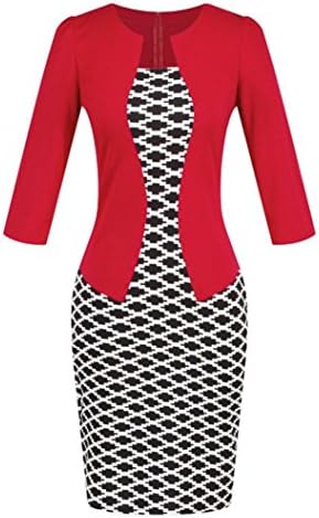 Conina Dress for Women Colorblock Plaid Wear to Work Business Party Bodycon Dress