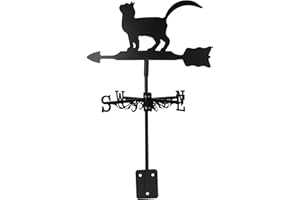 TOVINANNA Stainless Steel Cat Weathervane, Durable Painted Metal Yard Decor for Outdoor Garden & Patio, Cute Cat & Mouse Desi