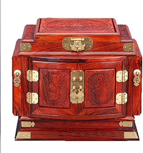 Wooden jewelry boxket, creative red rosewood box with lock, retro storage box made of solid wood