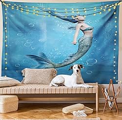 Ambesonne Underwater Tapestry, Mermaid Fishtail
