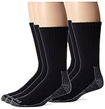 Dickies Men's Heavyweight Cushion Compression Work Crew Socks, Black, 6 Pair, Size 6-12