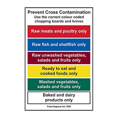 Spectrum Industrial 11495 Prevent Cross Contamination, Kitchen Catering Safety Sign, Non Adhesive Rigid PVC, 200mm x 300mm, Multi-Colour, 200 x 300 mm