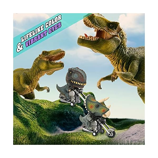 YKIO-Dinosaur-Toy-Cars-2-Pack-Friction-Powered-Motorcycle-Game-T-Rex-and-Triceratops-Monster-Dino-Toys-for-Boys-Age-34567 YKIO Dinosaur Toy Cars 2 Pack Friction Powered Motorcycle Game T-Rex and Triceratops Monster Dino Toys for Boys Age 3,4…