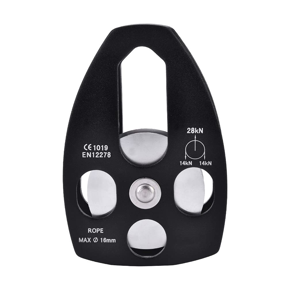 Climbing Pulley Pulley, Single Pulley Stability 30KN Climbing Survival Kit Portable for Outdoor Climbing Crossing Lifting(Black (with bearing)), Climbing climbing tool,Mountain climbing tools