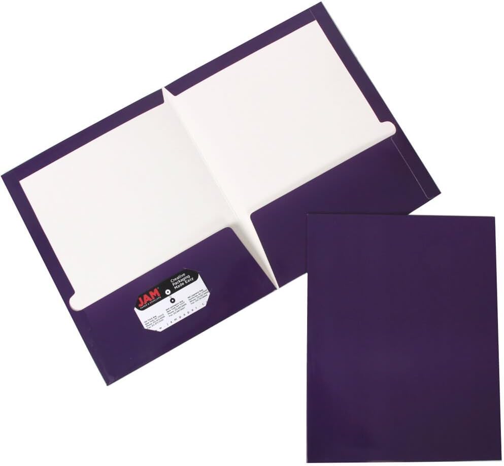 JAM Paper® Two Pocket Glossy Presentation Folder Purple