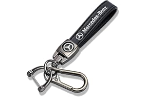 Longzheyu Genuine Leather Car Keychain Keyring Accessories Compatible with mercedes benz Series Key chains Keyring Family Present for Man and Woman Black