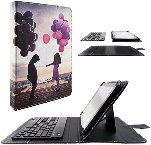 MocDoo New Design 3in1 10.1 inch Tablet Universal PU Leather Stand Case Cover, with Detachable Wireless Bluetooth Keyboard for Apple iPad/Samsung/Huawei/Lenovo/Amazon Kindle[Balloon]