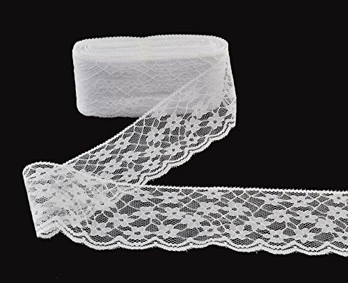 eZthings® Designer Decorating Embroidered Lace and Trims for Sewing and DIY Craft Projects (10 Yard, Wedding White (2" Width))