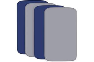 Biloban Baby Crib Sheets 4 Pack (28 x 52in), Ultra Soft Microfiber, Gray/Blue, Machine Washable, Standard Crib Mattress Size
