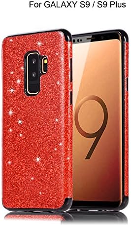 Galaxy S9 Sparkle Case,B4Uebuy Soft TPU Bling Shinny Pretty Glitter Fashion Flash Non-Slip Bling Gel Soft Flexible TPU Lightweight Slim Protective Cover for Samsung Galaxy S9 (Red)