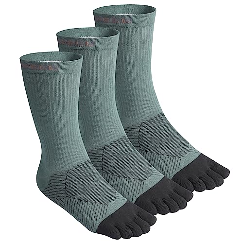 VWELL Toe Socks Cotton Athletic Running Five Finger Socks 3 Pairs,Size 7-11