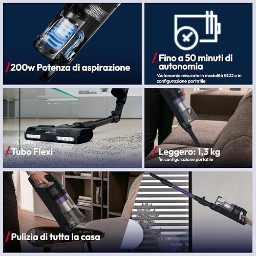 HF1 CORE Flexi Aspirapolvere Scopa Senza Fili | 50 Min Autonomia