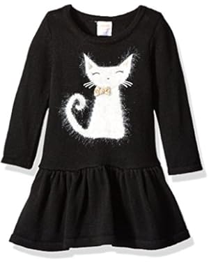 Baby Girls' Black Cat Sweater Dress