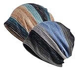 Jemis Womens Cotton Chemo Hat Beanie Scarf - Beanie Cap Bandana For Cancer (2 Pack)