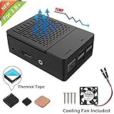 iUniker Raspberry Pi 3 B+ Case, Raspberry Pi Fan ABS Case With Cooling Fan, Raspberry Pi Heatsink, Simple Removable Top Cover for Pi 3 B+, Pi 3 Model B, Pi 2 Model B - Black