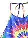 ROMWE Women's Sexy Spiral Tie Dye Multicolor Print Backless Tie Halter Top M