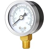 Joywayus Pressure Gauge 0 to 200 PSI Brass 1/4" Male NPT Thread Lower Mount, Multiple Function