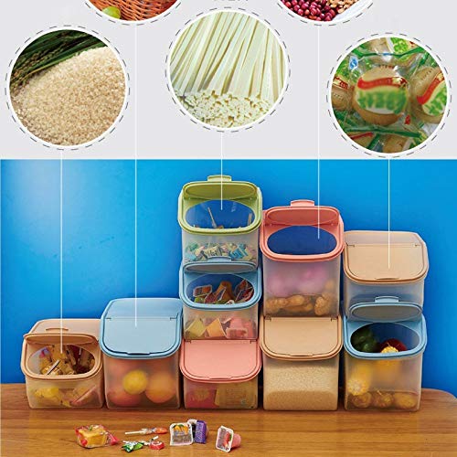 Lannmart Dried Food Storage Sealed Box with Measuring Cup Plastic Kitchen Cereal Flour Rice Bin Bean Grain Container Organizer Ho - Thumbnail 5