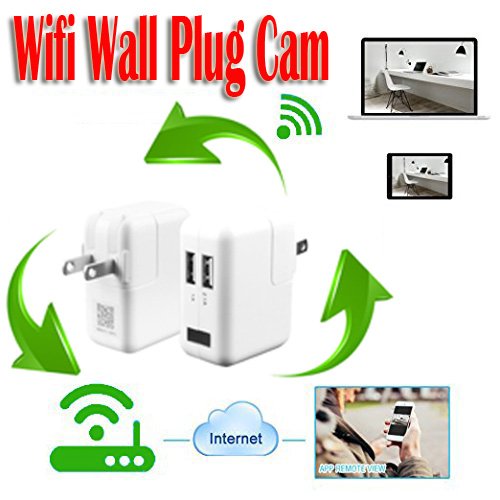 MDTEK@ 16GB TF Card+ HD 720P WiFi Spy Hidden Wall Charger Plug Camera USB AC Wall Plug Adapter Camera P2P Wireless WiFi Digita Video Loop Recorder for iOS iPhone Android Phone APP Remote View
