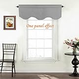 TURQUOIZE Solid Blackout Valance, Short Curtains, Scalloped Window Treatment, Dove Gray, 52-inch by 18-inch, 1 Panel