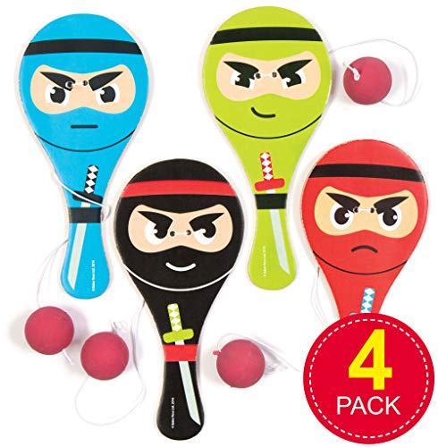 Baker Ross Ninja Paddle Bat and Ball, for Kids Party Bags, Small Gifts or Outdoor Play (Pack of 4) - Thumbnail 7