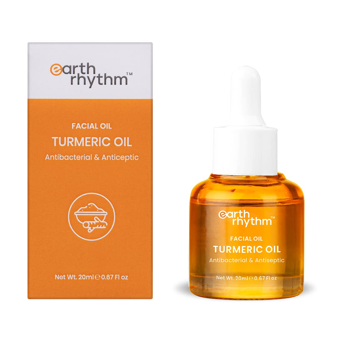 Earth Rhythm Turmeric Facial Oil | Antibacterial & Antiseptic | Provides Healthy Glow, Fades Acne Marks, Men & Women - 20ml — image 1
