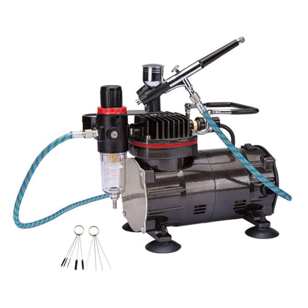 Ausuc エアーブラシ ミニ コンプレッサー セット ダブルアクション エアブラシ 重力フィード オイルレス エアーコンプレッサー、エアーブラシ 静音タイプ ハンドピース ホビー プラモデル 塗装 スプレー商品画像