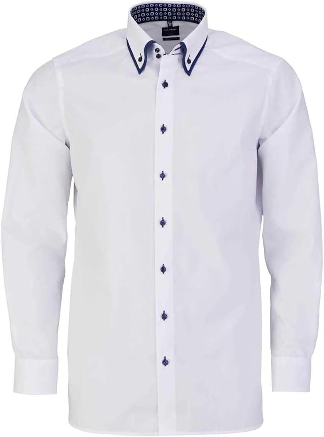 Olymp Luxor Modern Fit Men's Shirt Long Sleeve Button Down Collar White