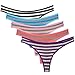 Nightaste Women Cotton Thong Panties Multi-Pack of Breathable G-string Underwear with Color Stripes for Ladies
