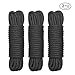 32 feet (10m) All Purpose Soft Cotton Rope, Black, Pack of 3