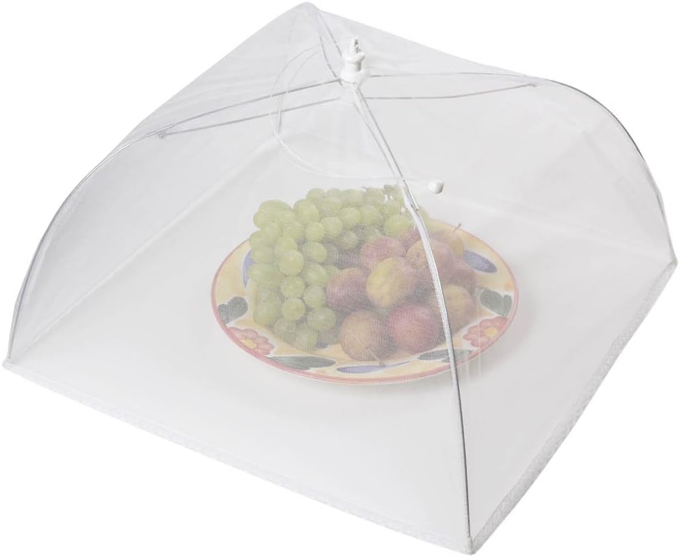 KitchenCraft Umbrella Food Cover 40cm Fine Mesh White Collapsible Shield