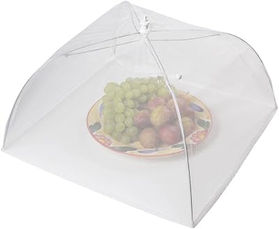 KitchenCraft Umbrella Food Cover 40cm Fine Mesh White Collapsible Shield
