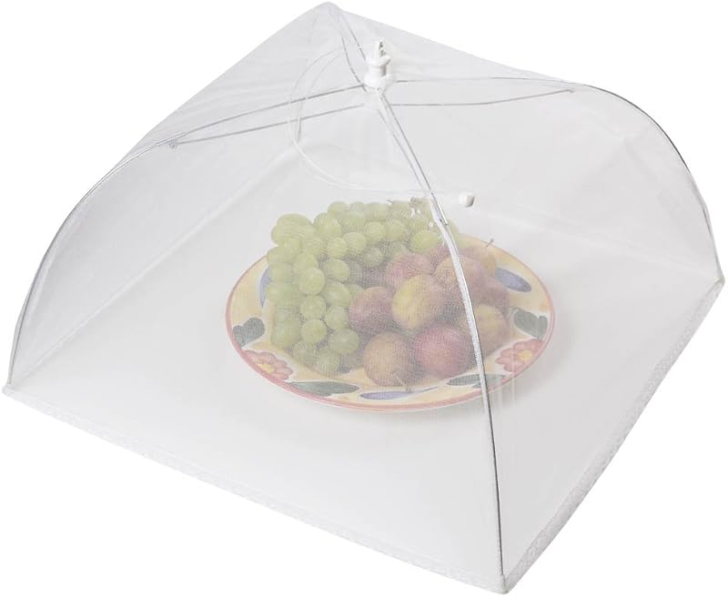 KitchenCraft Umbrella Food Cover 40cm Fine Mesh White Collapsible Shield
