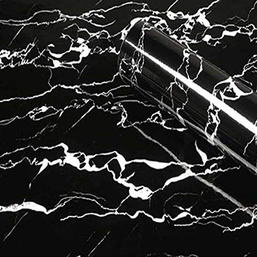 Black White Marble Contact Paper Backsplash Film Peel and Stick Countertops Vinyl Wallpaper Sticker Contact Paper Self-Adhesive Shelf Liner for Kitchen Wall Table Surface Decor 23.62"X393.7" Roll - Thumbnail 3