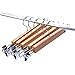 J.S. Hanger Natural Finish Wooden Pant Skirt Hangers with 2-Adjustable Anti-Rust Clips, 5-Pack