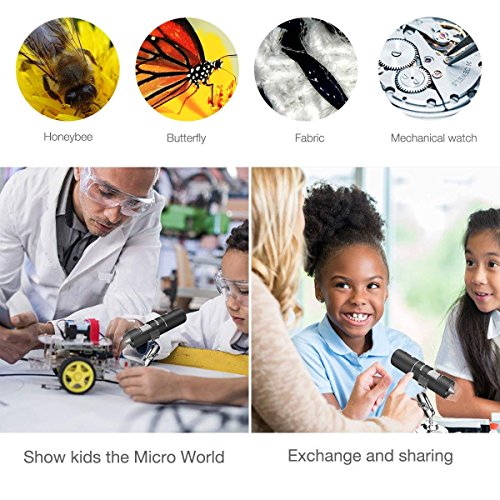 Wifi Digital Microscope, Goodan Wireless Microscope, Portable 50 to 1000X Black Updated Magnification Endoscope with Mini 8 Led Inspection Camera for Iphone IOS and Android Smartphone, Ipad