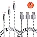 OfsPower 3Pack 0.5ft 3ft 6ft Nylon Braided Micro USB Syncing and Charging Data Cable with Aluminum Connector for Android, Samsung Galaxy, HTC, Nokia, Sony and Other Tablet Smartphone (Grey)