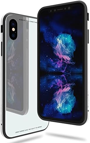 Alzcatek Ultra Hybrid iPhone X Case Tempered Glass - Thin Aluminum Metal Frame - Drop Protection For Apple iPhone X 2017 Edition - White Color