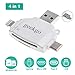 geekgo SD & Micro SD Card Reader for Apple iPhone iPad/Android Phone/MacBook / Computer, Memory Card Adapter with Lightning, USB C, Micro USB, USB 4 Interfaces, Picture and Video Viewer for Camera