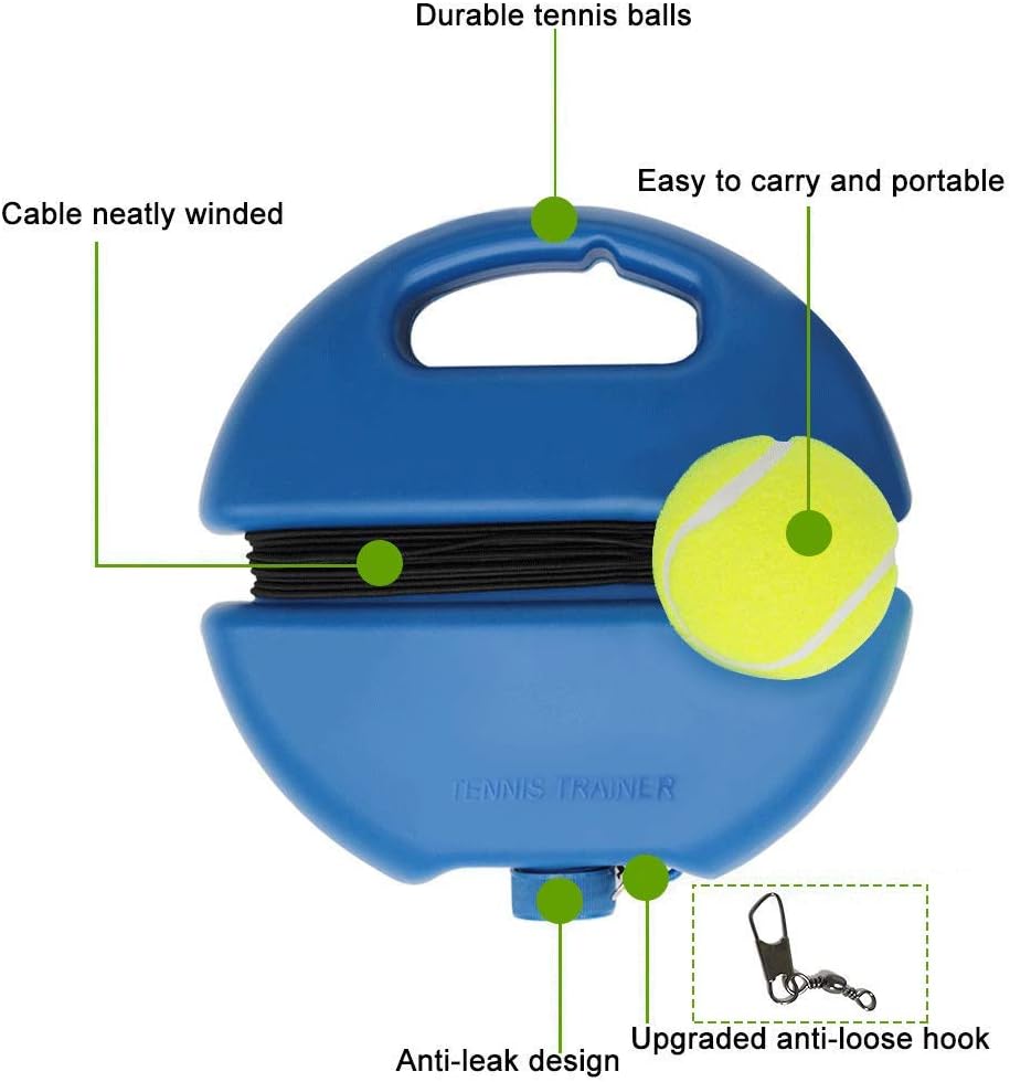SIEBIRD Tennis Trainer Rebound Ball - Solo Tennis Self-Study Practice Trainer Gear - Complete Tennis Rebounder Tennis Training Equipment Kit with 2 Elastic Ropes & 2 Balls, 1 Trainer Base : Sports & Outdoors