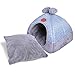 Cat Tent, 2-in-1 Pet Bed House,laamei Self- Warming Cat Kitten Puppy Cave Basket with Removable Cushion Cover Two Way Conversion Triangle Cat Bed House Large Grey 15 * 15 inches