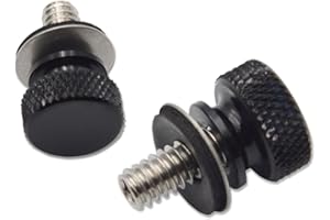 DaSen Black Billet Aluminum Seat 2x Hard Anodized 1/4" Seat Screw Thumb Bolts Compatible with 96-16 Harley-Davidson Sportster Road King Dyna Fatbob Street Glide Road Glide and other models